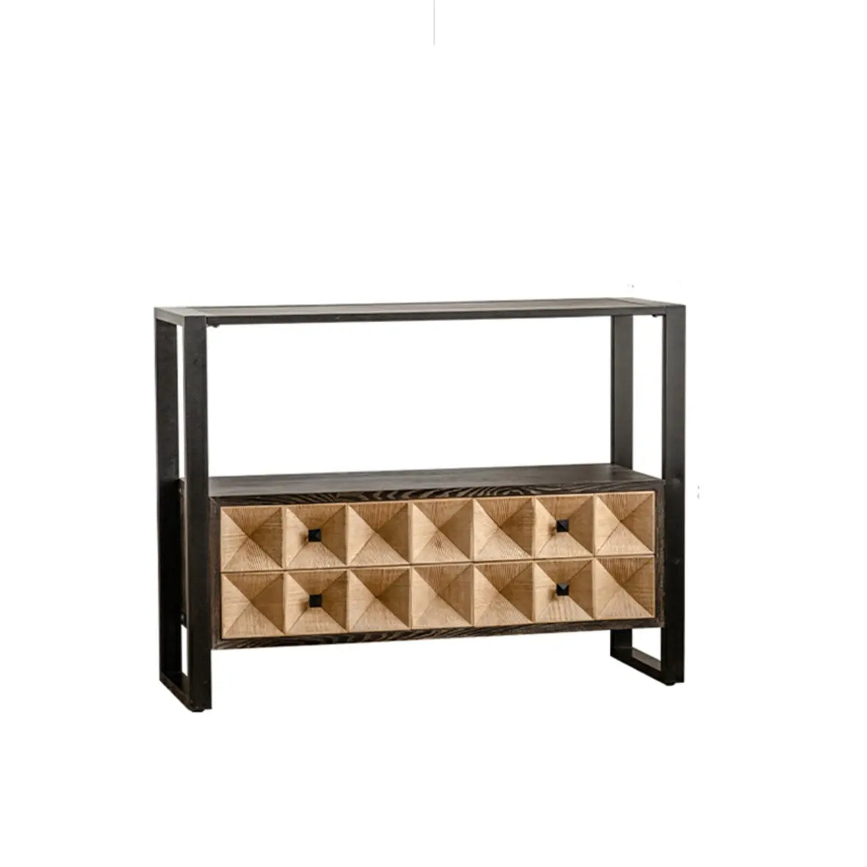 Geometric Wood Black Console Table with Storage Drawers Image - 8