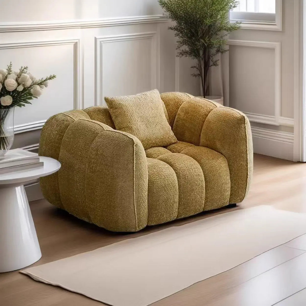 Ginger Sherpa Fleece Pumpkin Compressed Modular Sofa Image - 1