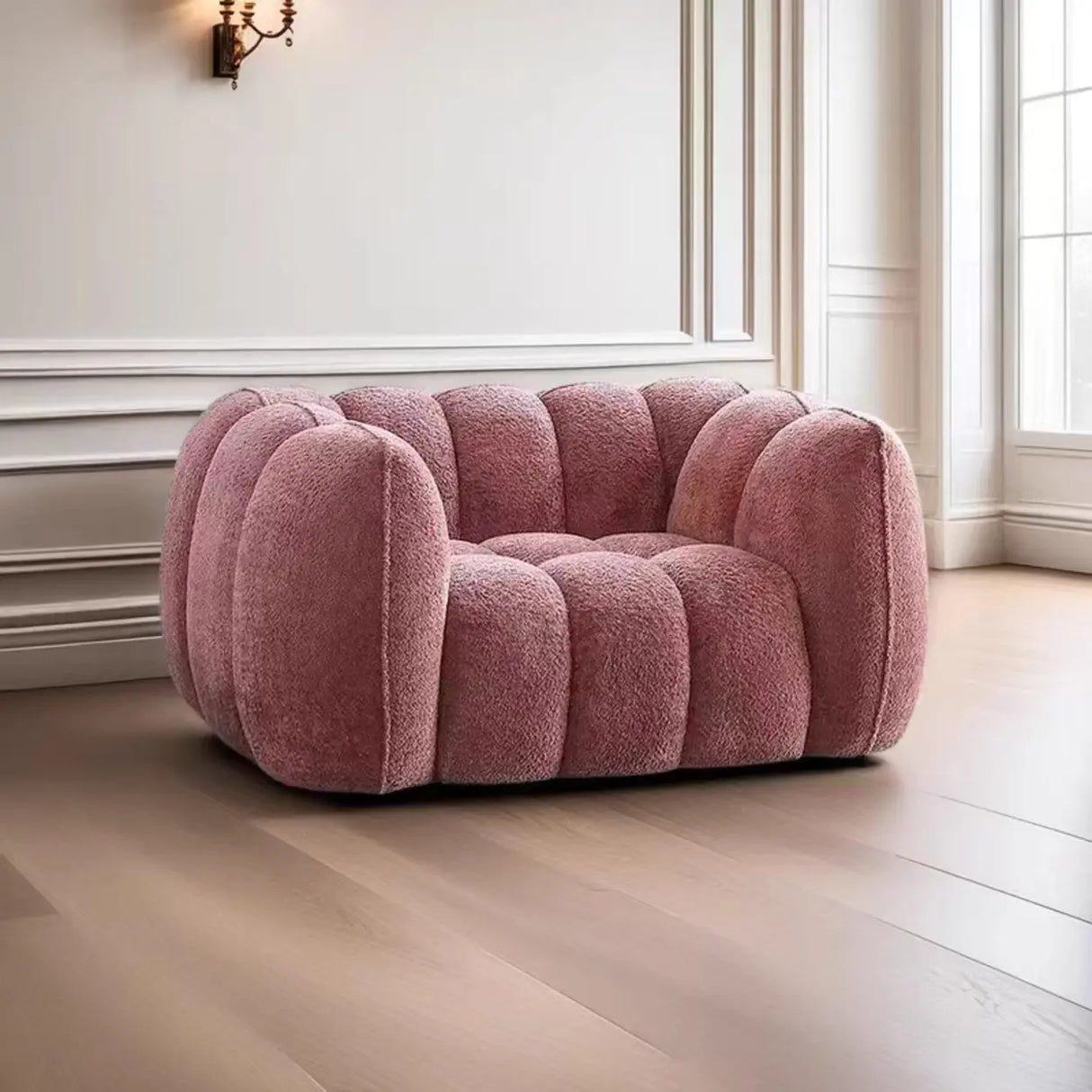 Ginger Sherpa Fleece Pumpkin Compressed Modular Sofa Image - 4