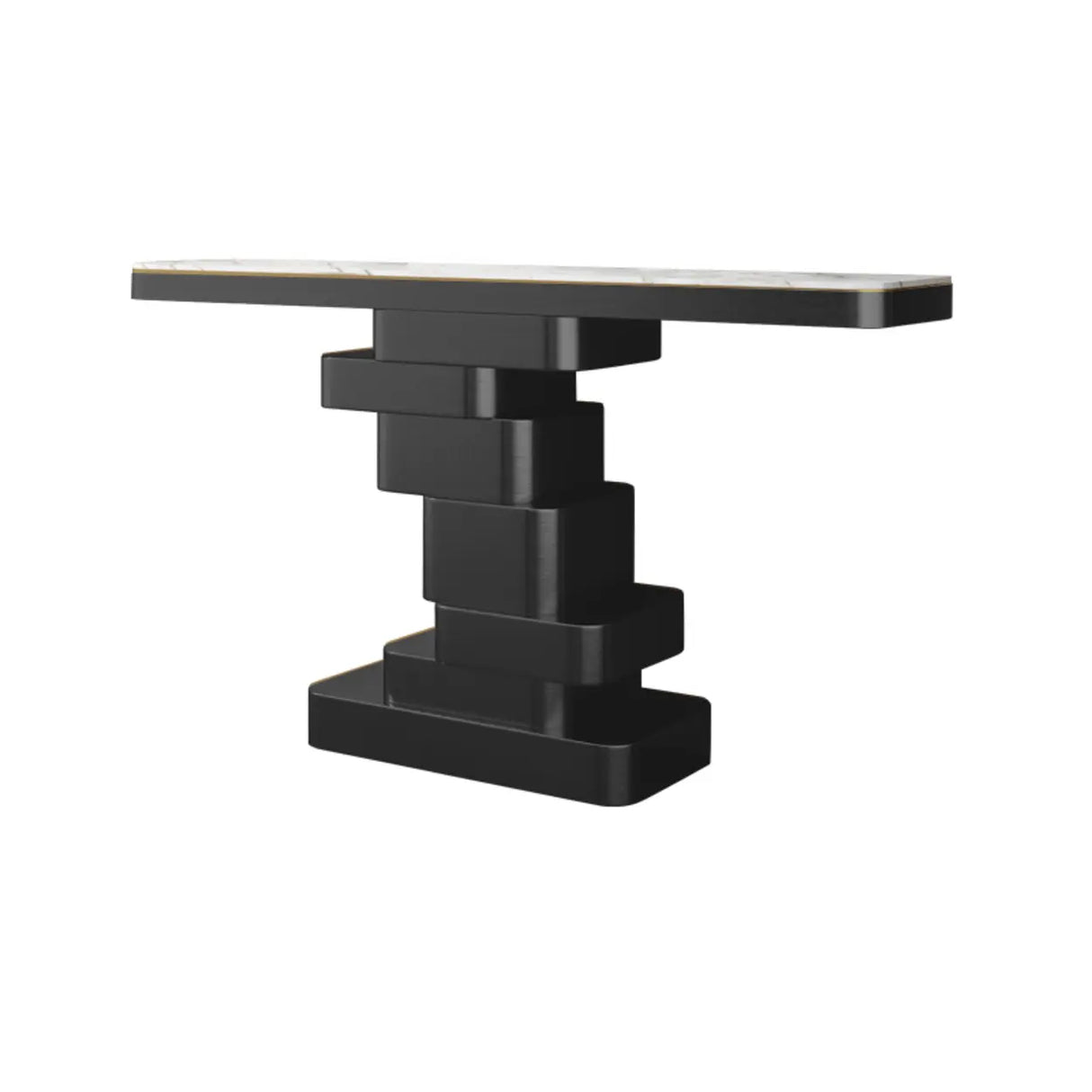 Glam Abstract Gold Metal Console Table with Stone Top Image - 4