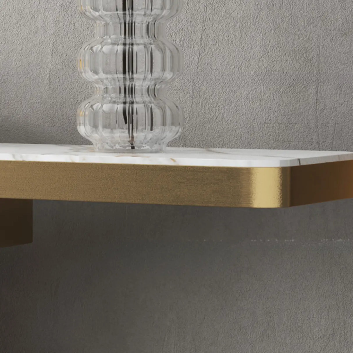 Glam Abstract Gold Metal Console Table with Stone Top Image - 5