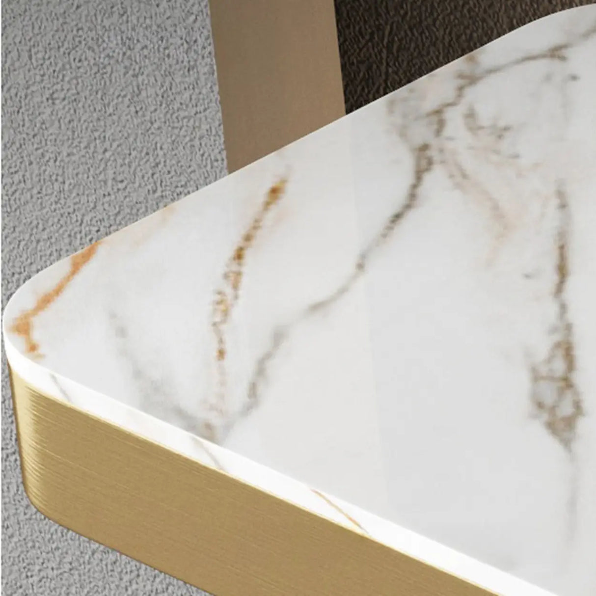 Glam Abstract Gold Metal Console Table with Stone Top Image - 8