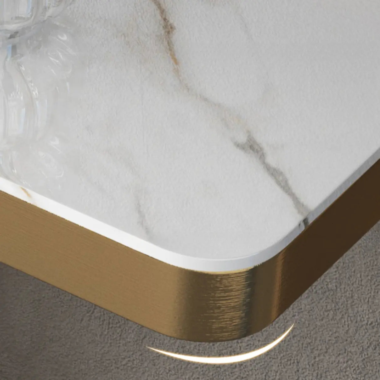 Glam Abstract Gold Metal Console Table with Stone Top Image - 9