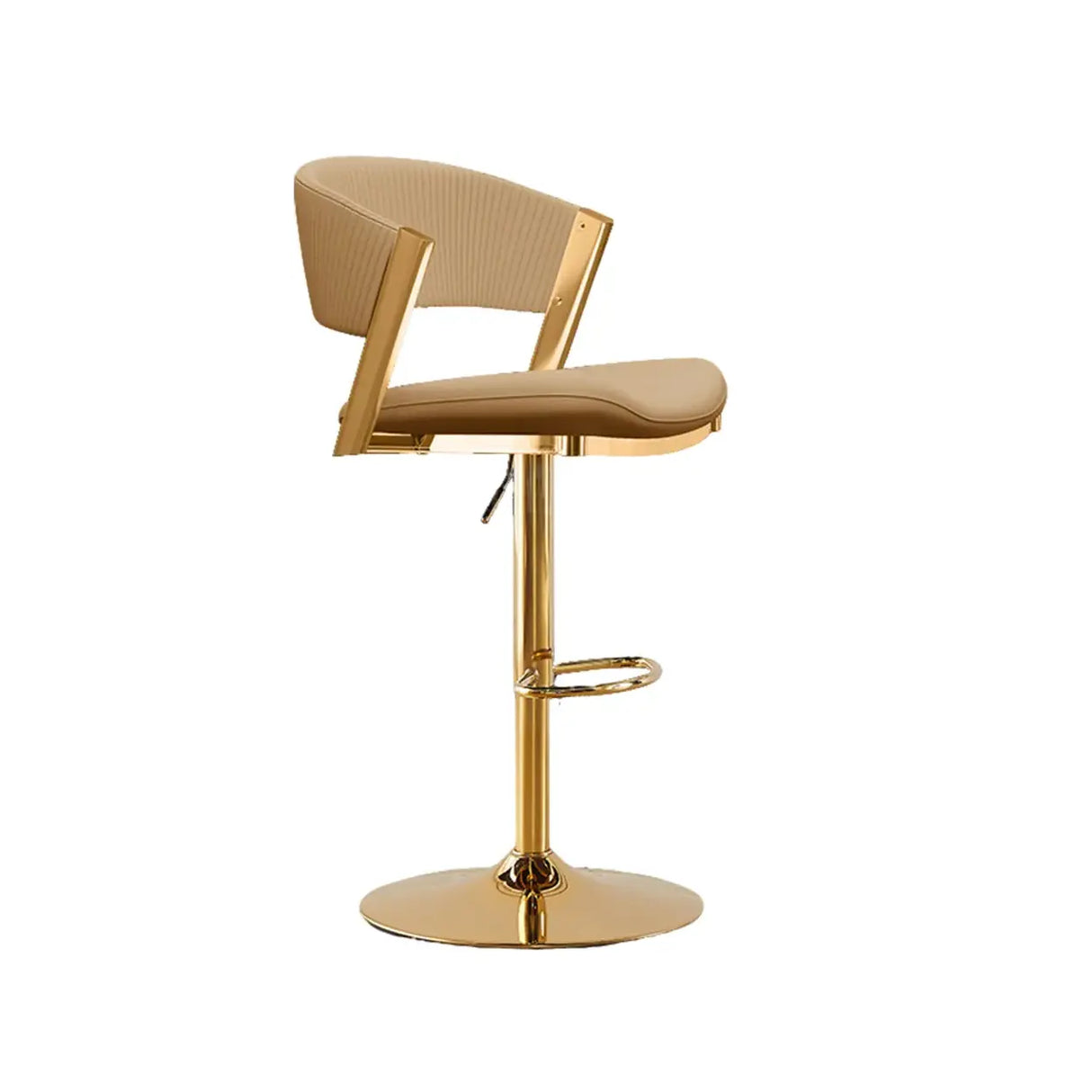 Glam Adjustable Faux Leather Swivel Open Back Bar Stool Image - 14