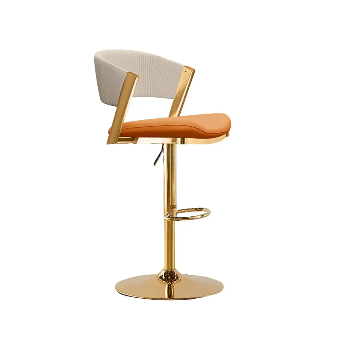 Glam Adjustable Faux Leather Swivel Open Back Bar Stool Image - 16