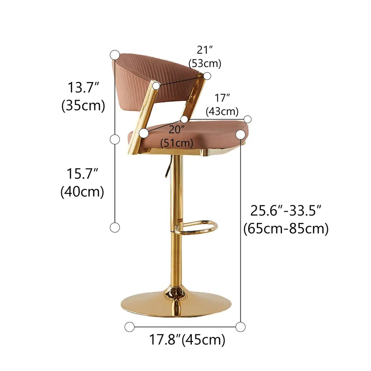 Glam Adjustable Faux Leather Swivel Open Back Bar Stool
