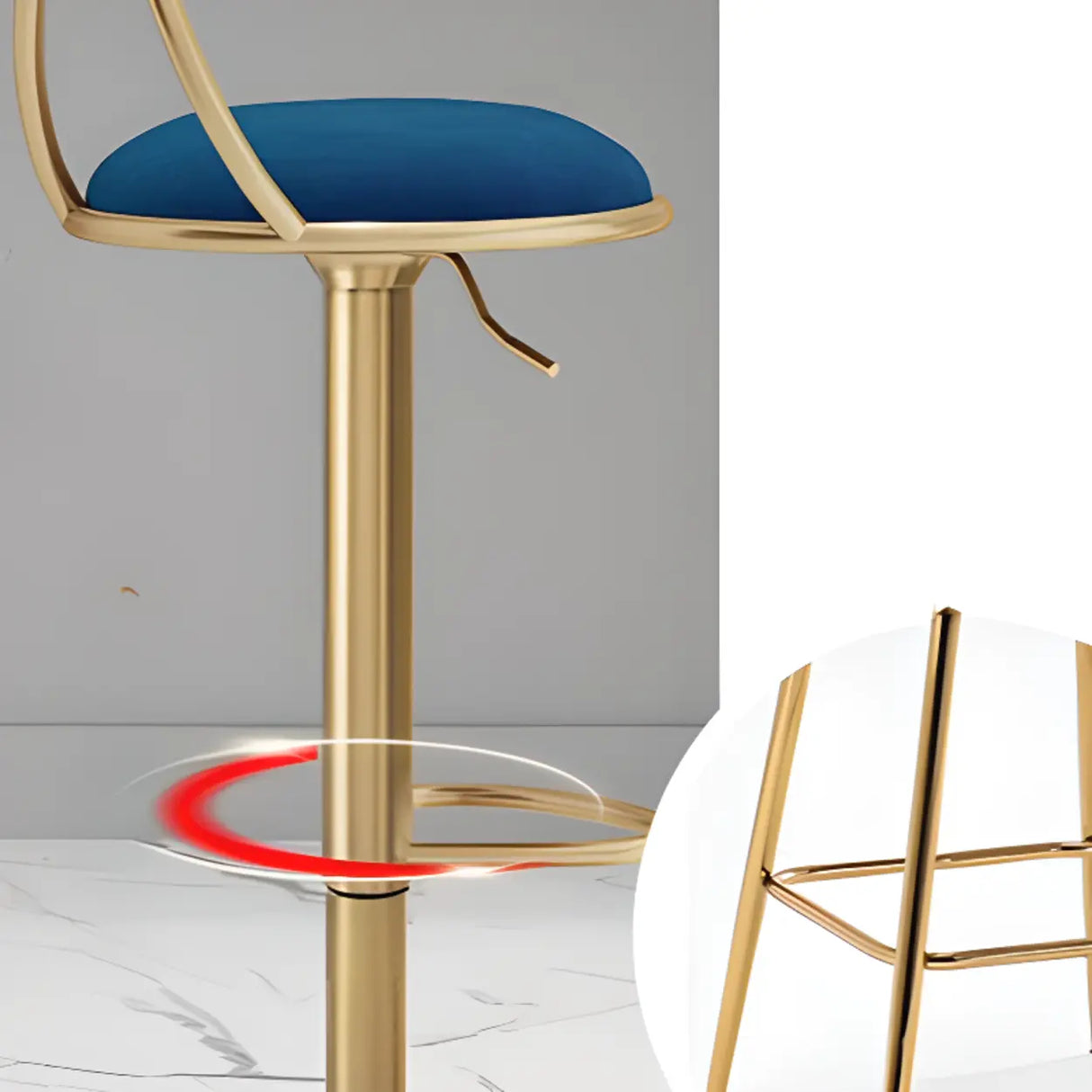 Glam Adjustable Swivel Fabric Bow-knot Back Bar Stool Image - 12