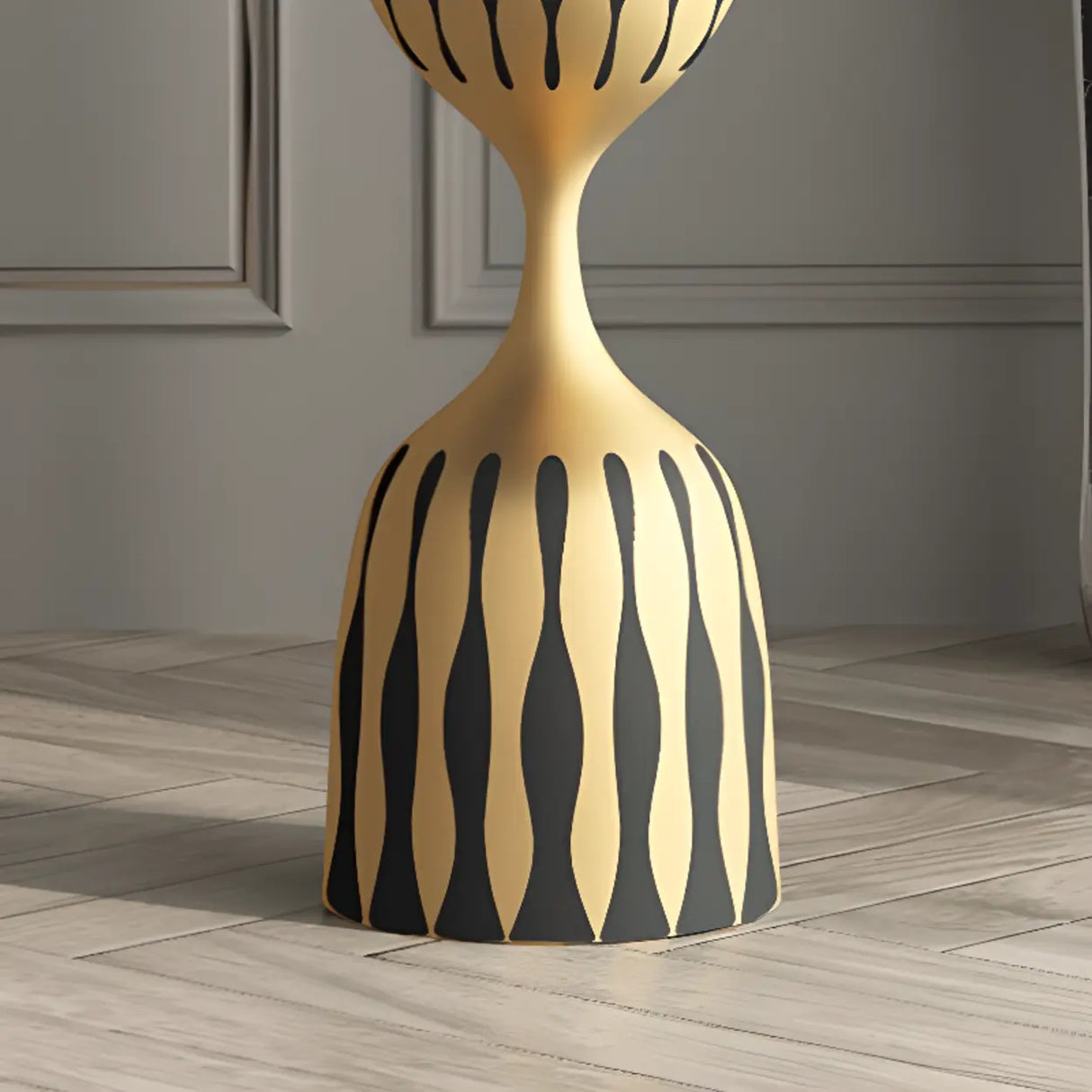 Glam Art Deco Patterned Metal Pedestal Round Side Table Image - 11