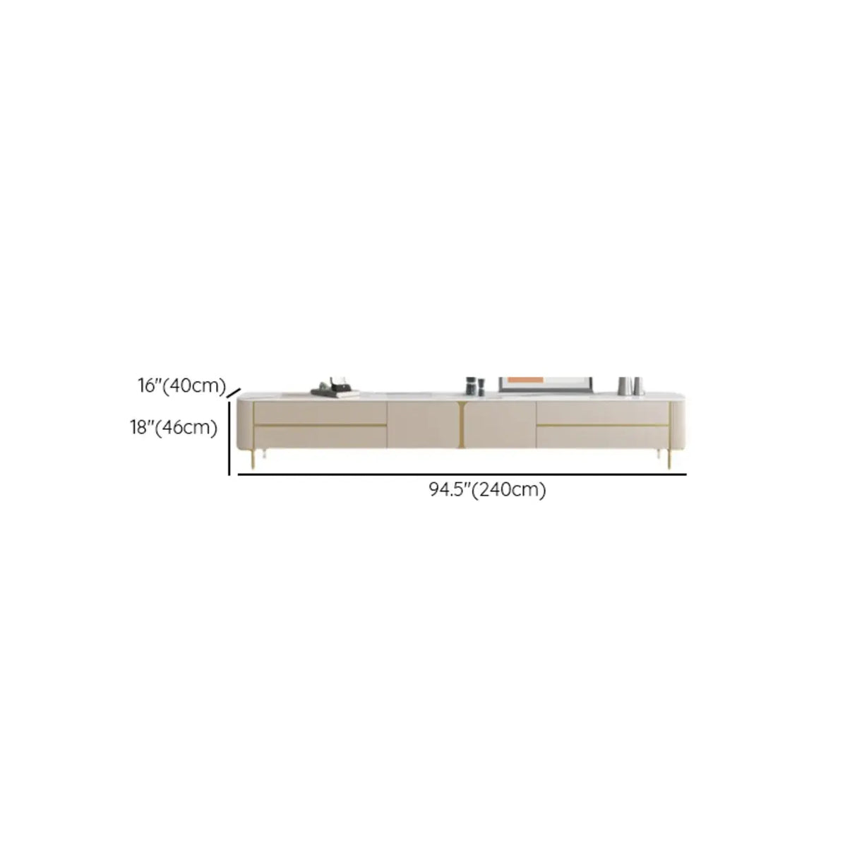 Glam Beige Stone Rectangle Drawers Cabinet TV Stand Image - 12