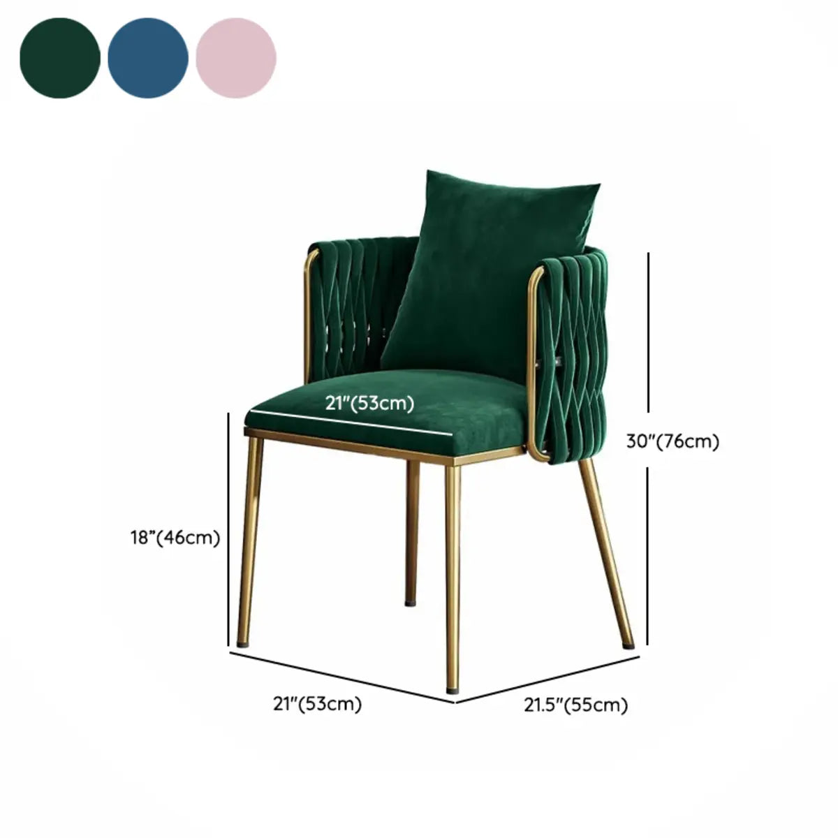 Glam Curved Pleated Armchair Velour Dining Chair Pink