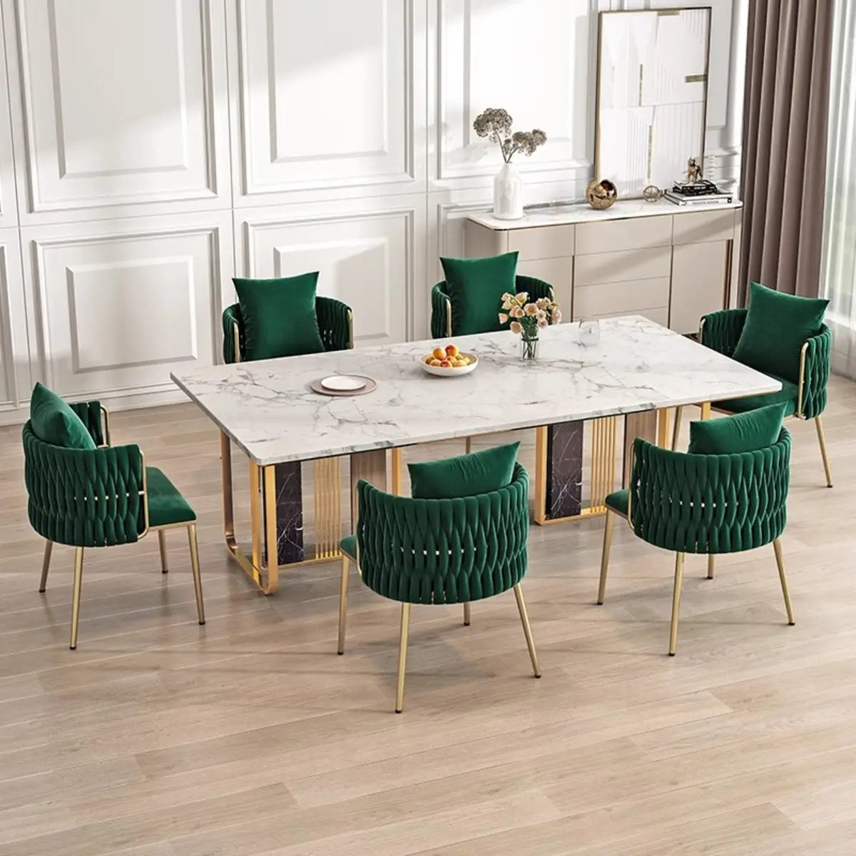 Glam Curved Pleated Armchair Velour Dining Chair Pink Image - 4