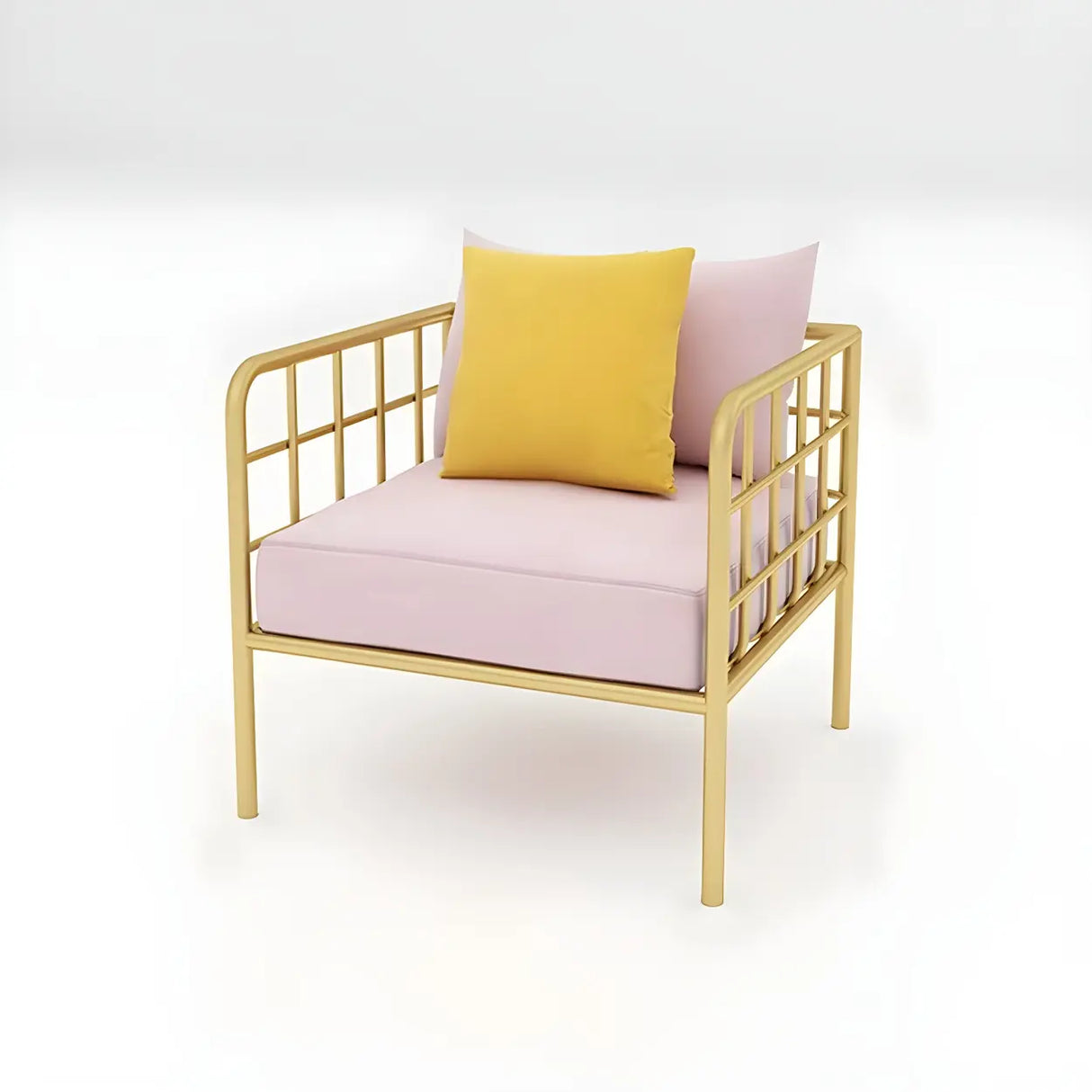 Glam Flannel Square Arm Pillow Back Metal Frame Sofa Image - 13