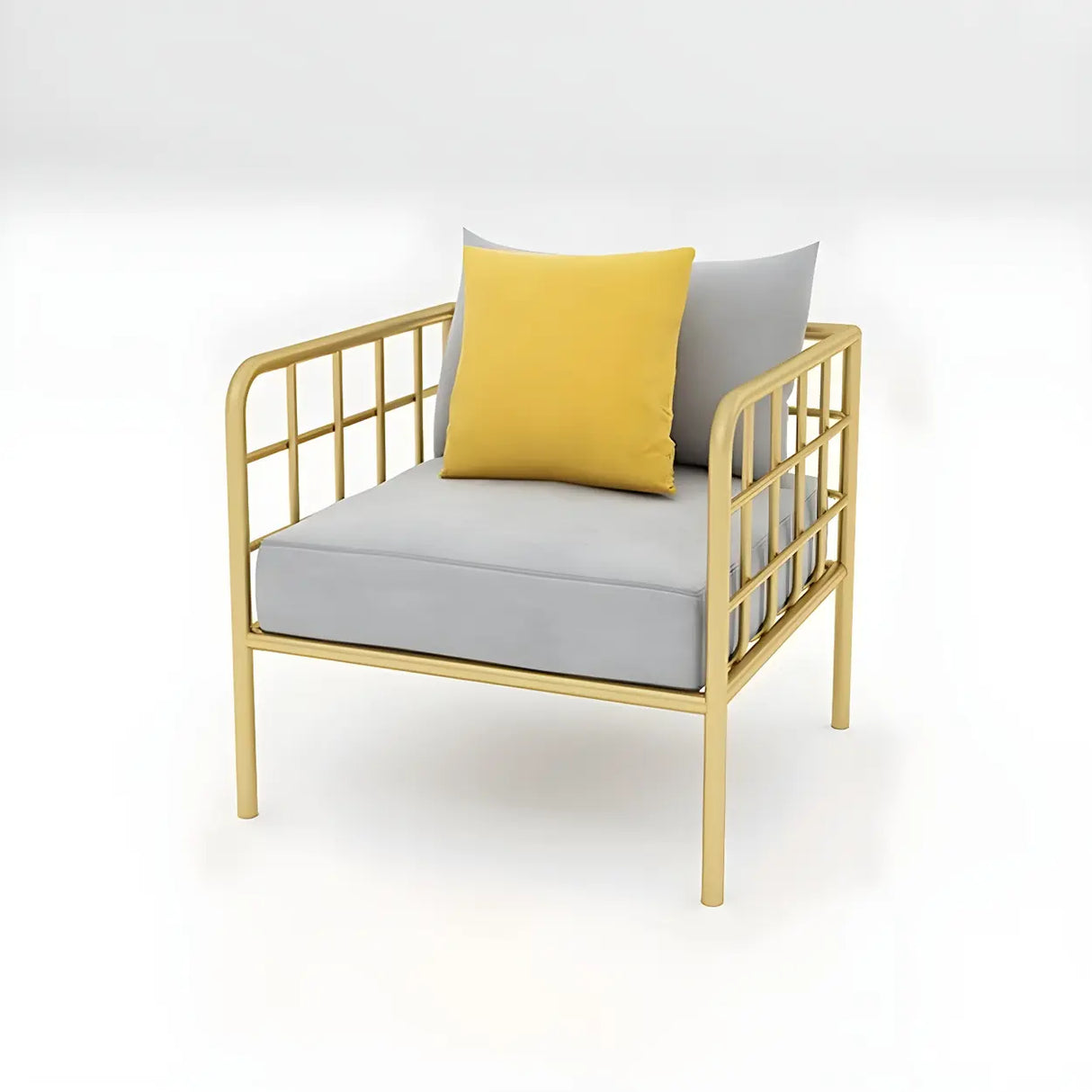 Glam Flannel Square Arm Pillow Back Metal Frame Sofa Image - 15