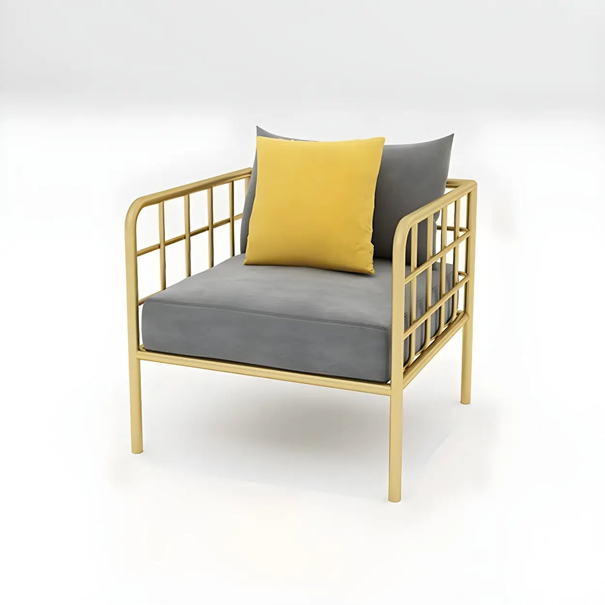 Glam Flannel Square Arm Pillow Back Metal Frame Sofa Image - 17