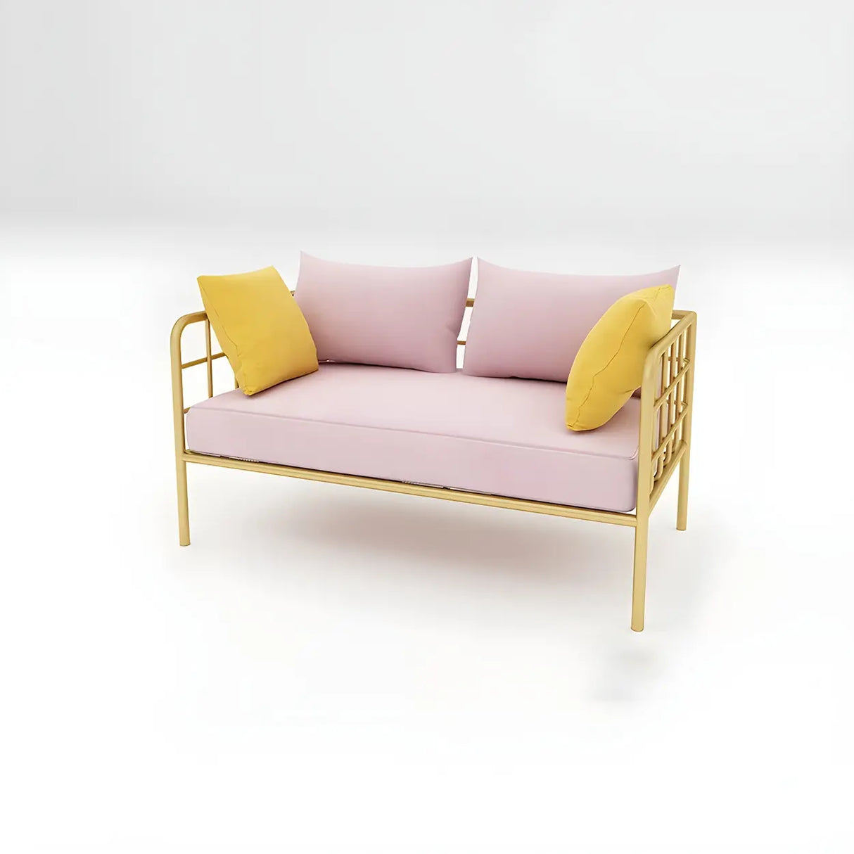 Glam Flannel Square Arm Pillow Back Metal Frame Sofa Image - 7