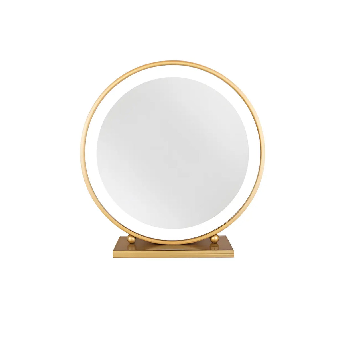 Glam Gold Metal Glass Makeup Vanity with Storage Box Image - 8