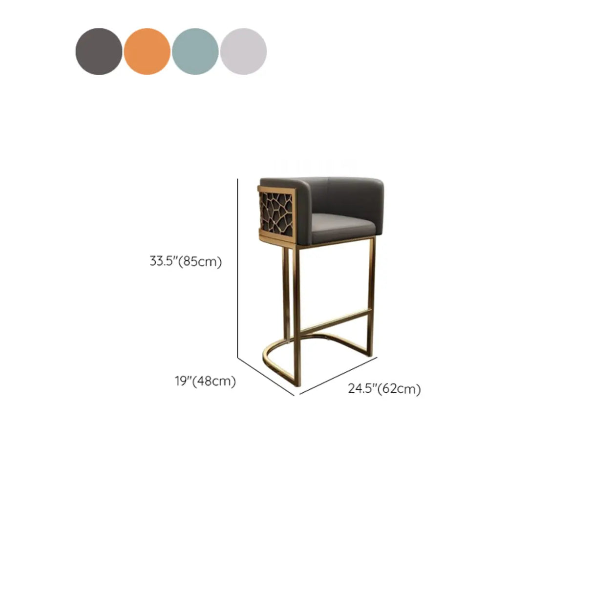 Glam Gold Metal Sled Leather Cushioned Low Back Bar Stool Image - 10