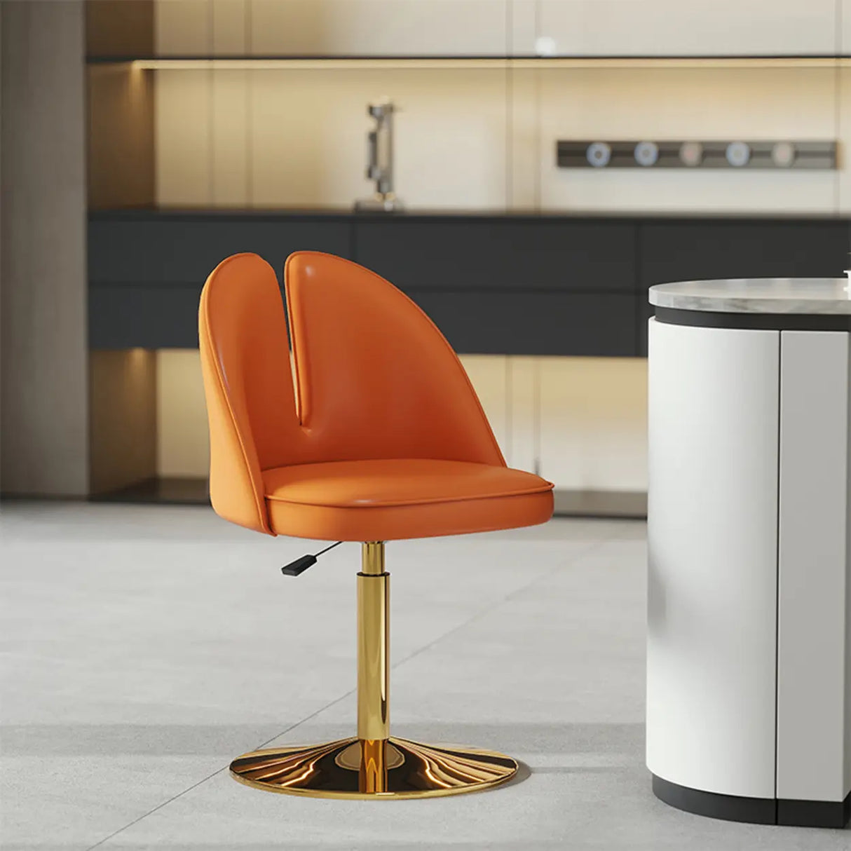 Glam Gray Swivel Adjustable Leather Footrest Back Bar Stool Image - 22