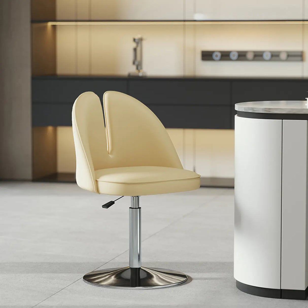 Glam Gray Swivel Adjustable Leather Footrest Back Bar Stool Image - 32