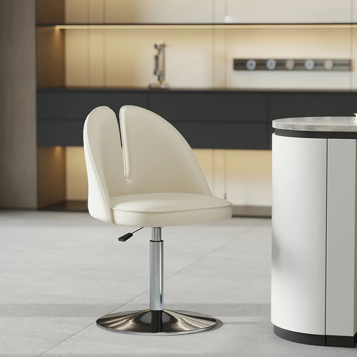 Glam Gray Swivel Adjustable Leather Footrest Back Bar Stool Image - 33