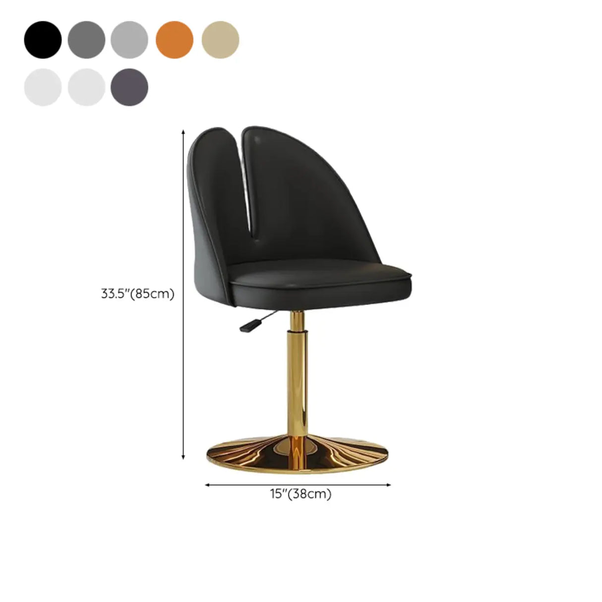 Glam Gray Swivel Adjustable Leather Footrest Back Bar Stool Image - 55