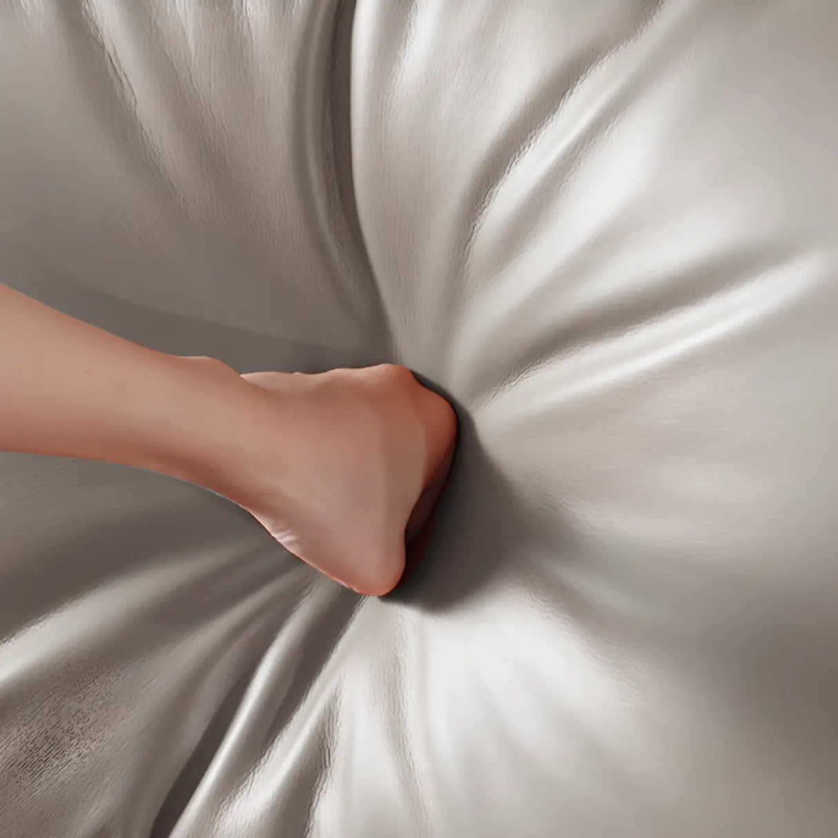 Glam Grey Faux Leather Square Arm Pillow Back Sofa Image - 12