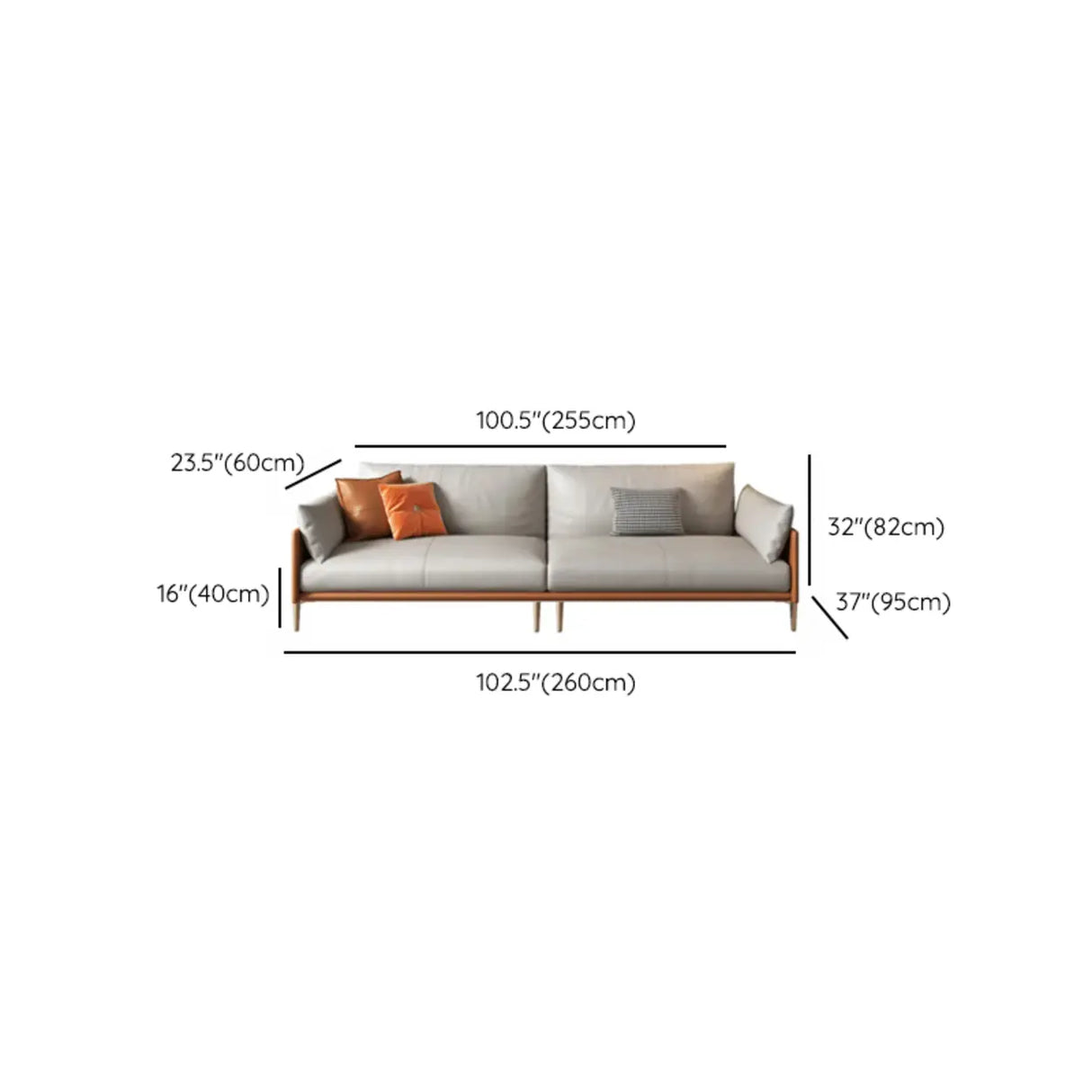 Glam Grey Faux Leather Square Arm Pillow Back Sofa Image - 18