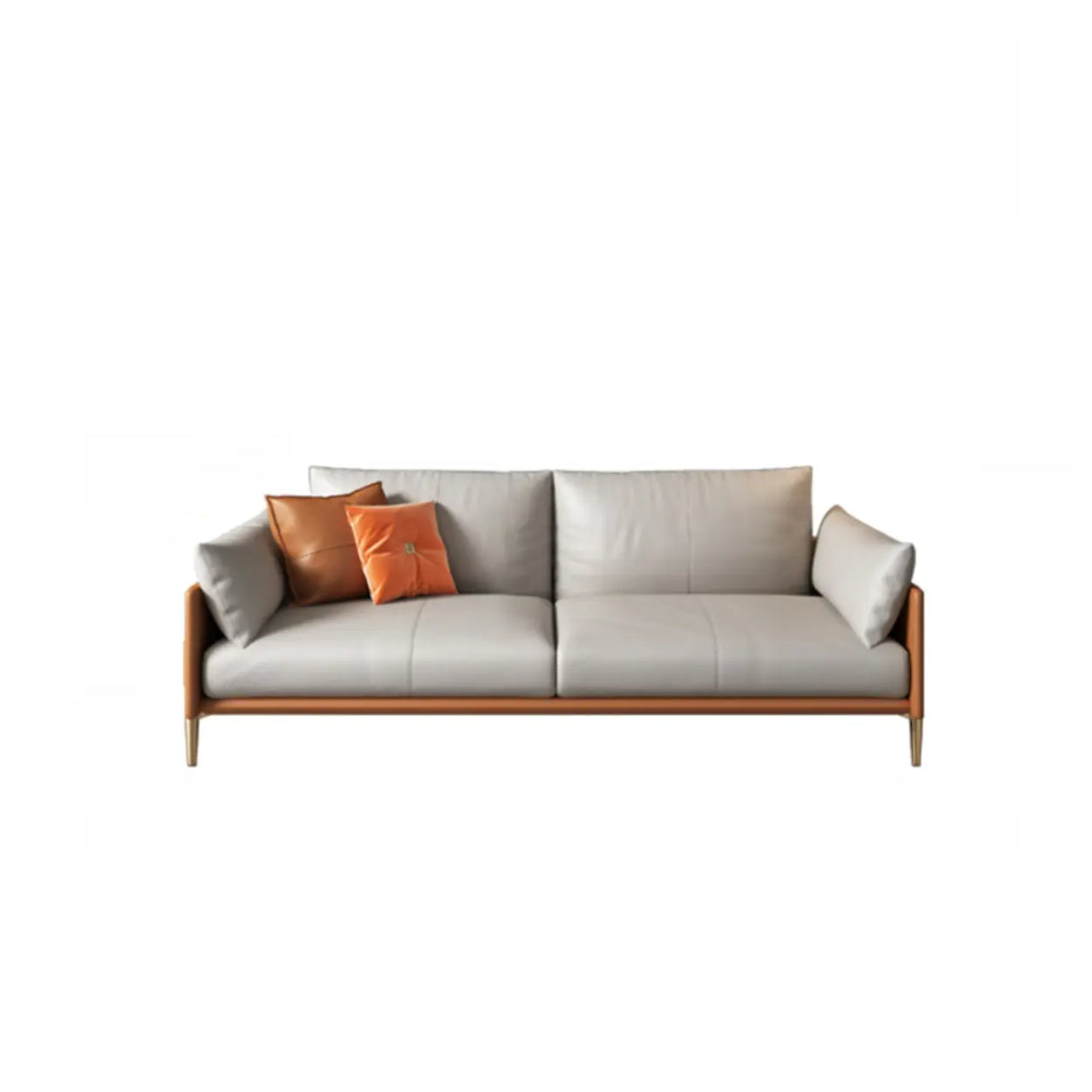 Glam Grey Faux Leather Square Arm Pillow Back Sofa Image - 3