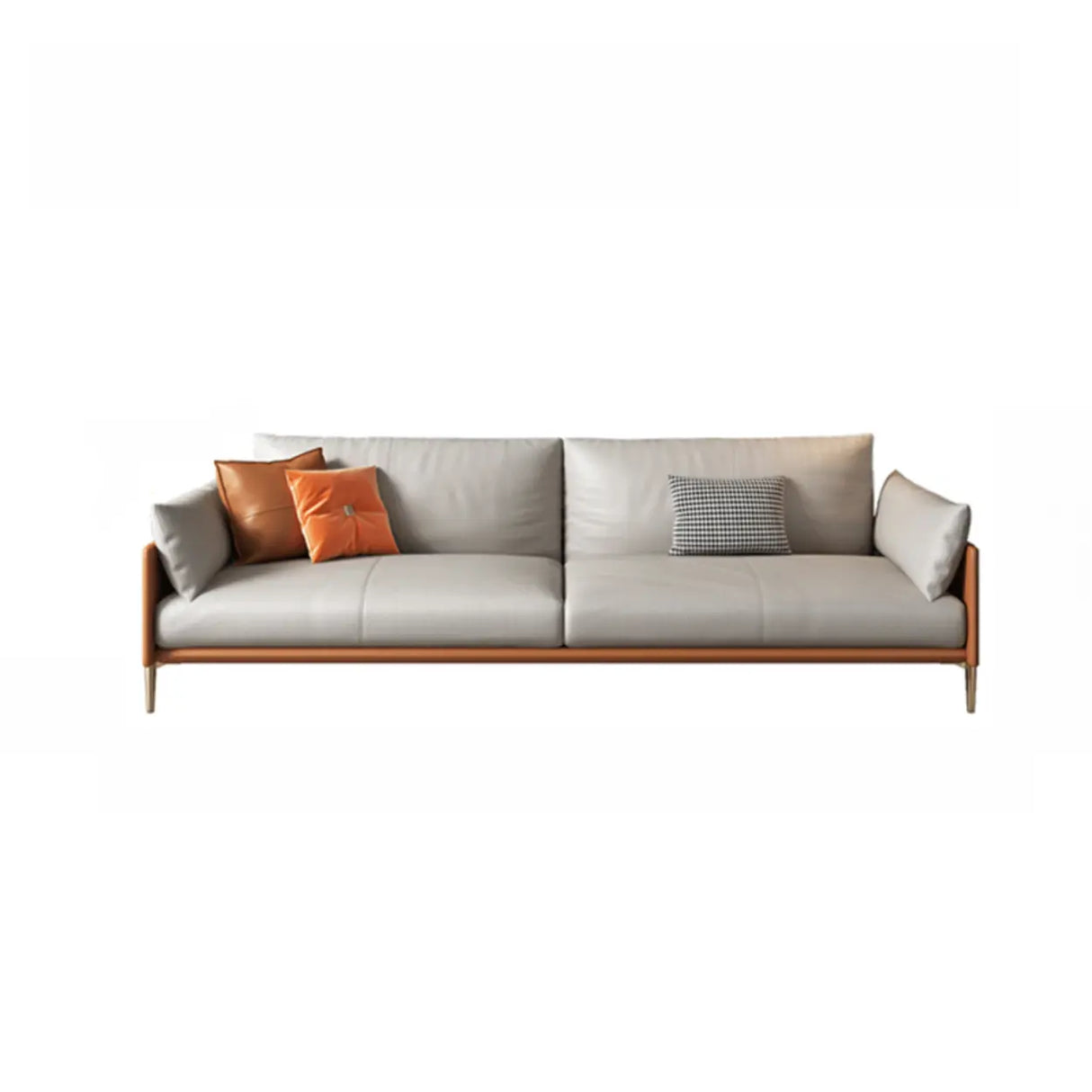 Glam Grey Faux Leather Square Arm Pillow Back Sofa Image - 5