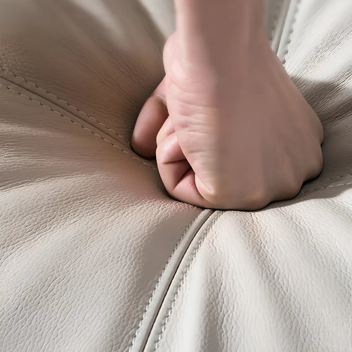 Glam Grey Faux Leather Square Arm Pillow Back Sofa Image - 9