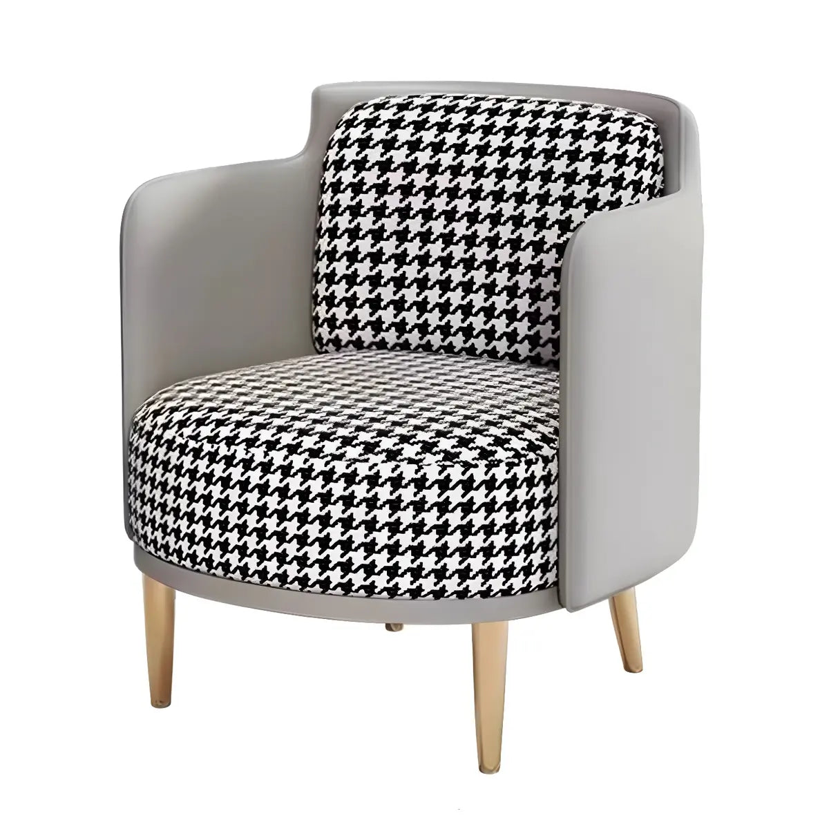 Glam Grey Leather Foam Fill Metal Frame Curved Sofa Image - 3