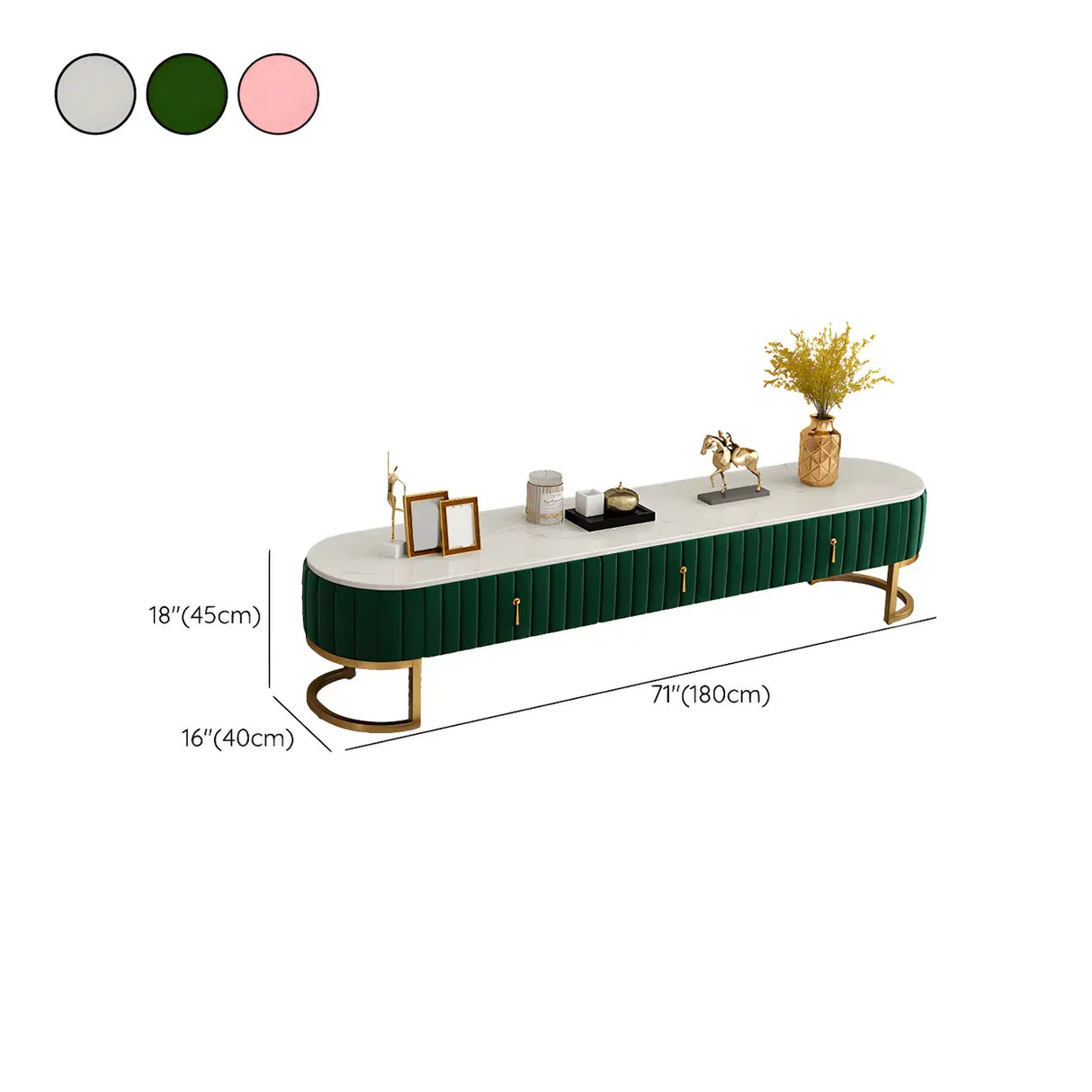 Glam Grey Marble Drawers Storage TV Stand with Legs