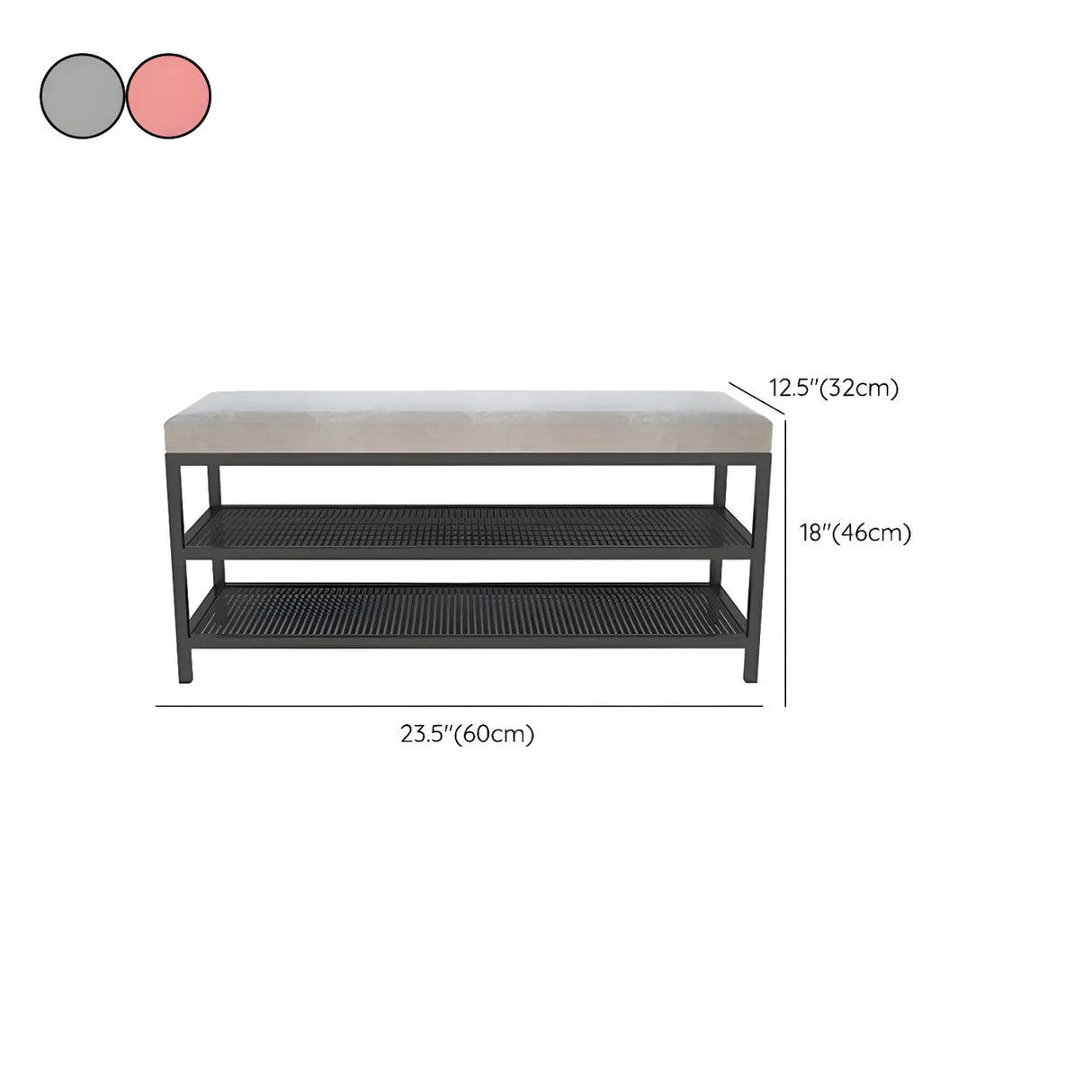 Glam Grey Upholstered Metal Shoe Storage Entryway Bench