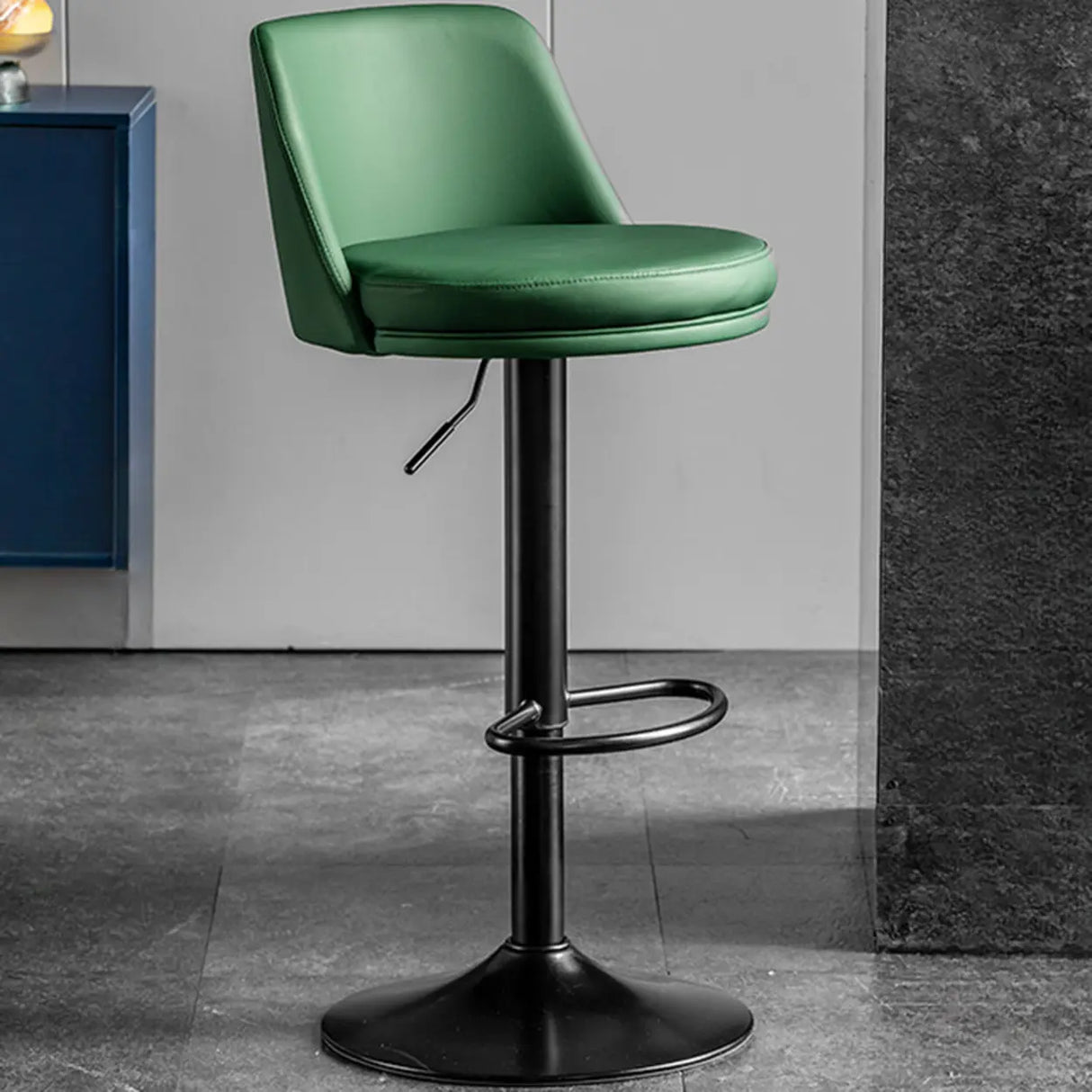 Glam Leather Adjustable Height Swivel Bar Stool with Footrest Image - 15