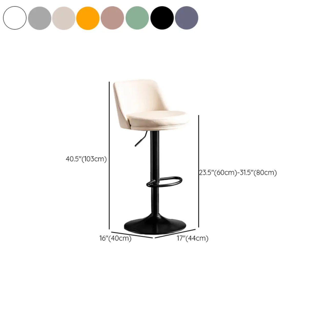Glam Leather Adjustable Height Swivel Bar Stool with Footrest