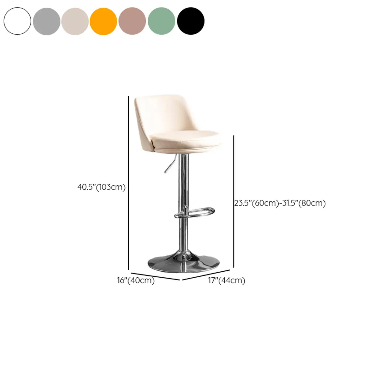 Glam Leather Adjustable Height Swivel Bar Stool with Footrest Image - 32