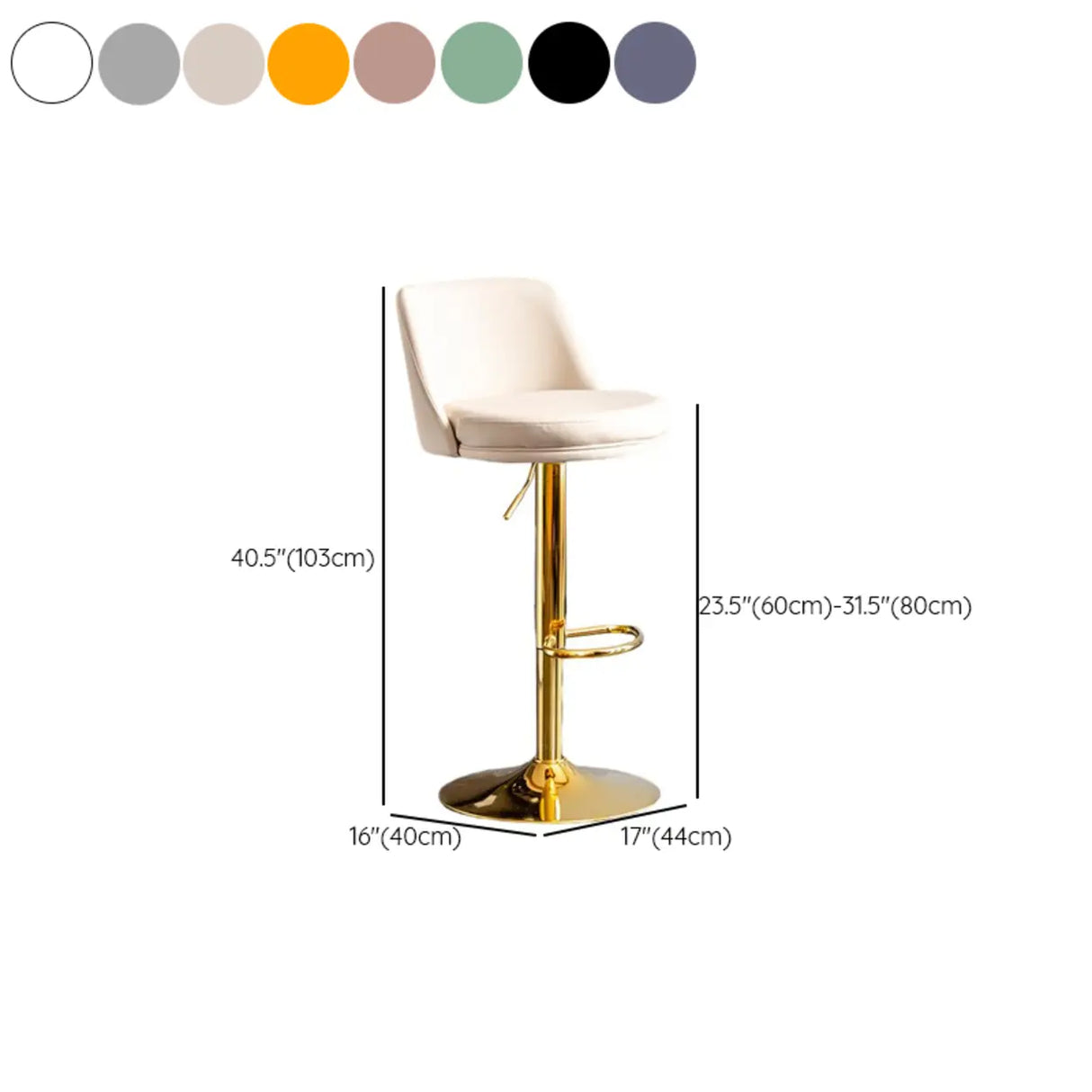 Glam Leather Adjustable Height Swivel Bar Stool with Footrest Image - 33