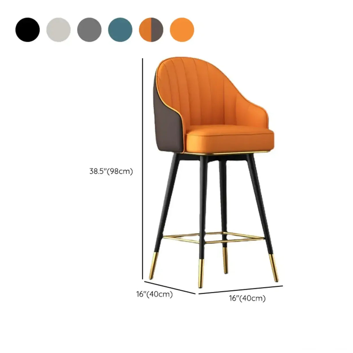 Glam Blue Leather Bucket Low Back Arm Counter Height Bar Stool Image - 10