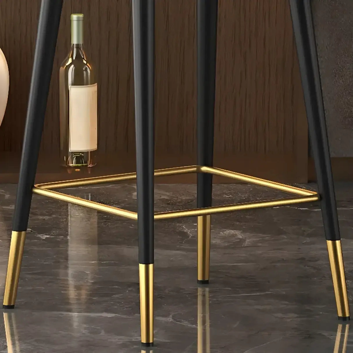 Glam Blue Leather Bucket Low Back Arm Counter Height Bar Stool Image - 5