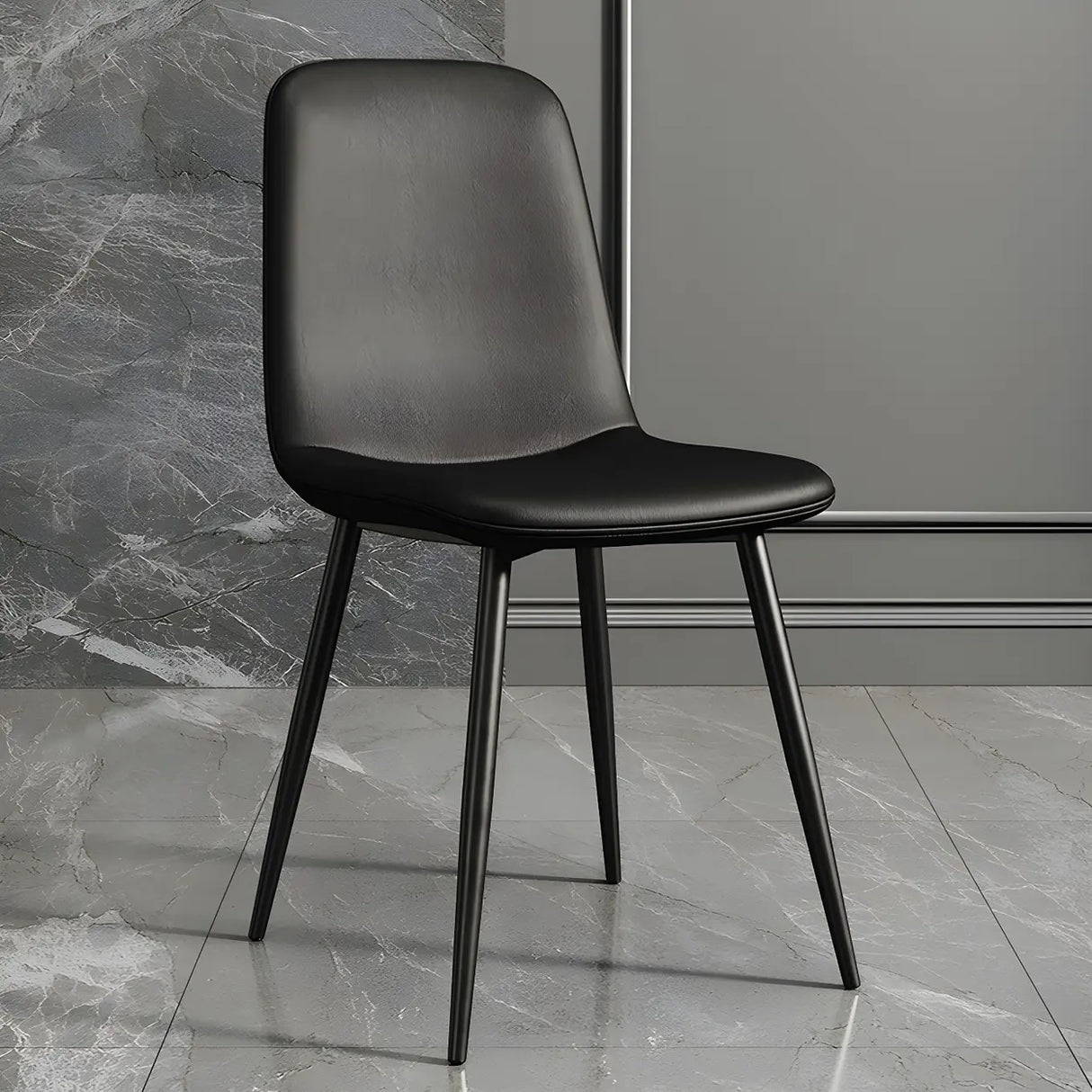 Glam Leather Upholstered Back Dining Chair with Metal Legs Image - 11