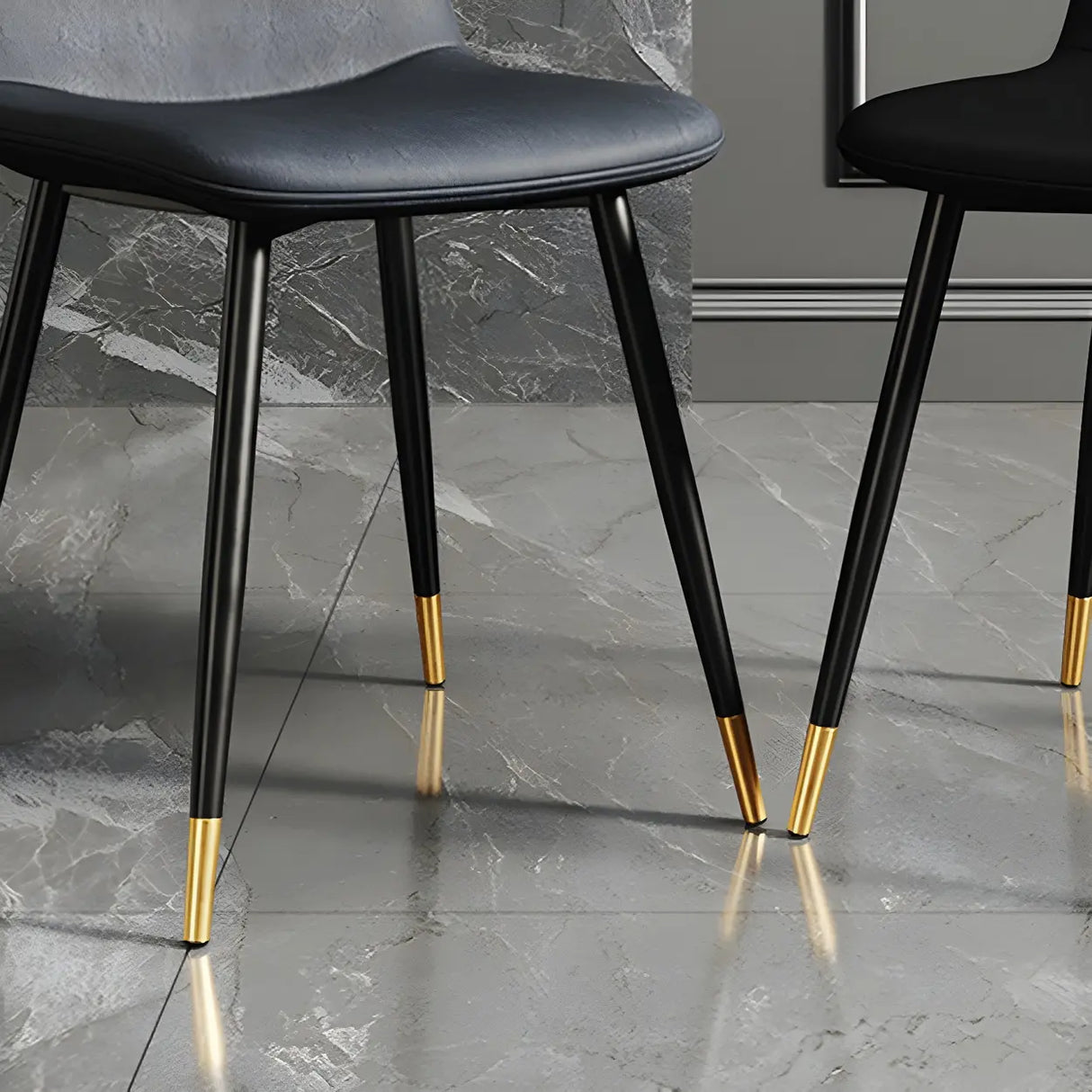 Glam Leather Upholstered Back Dining Chair with Metal Legs Image - 12