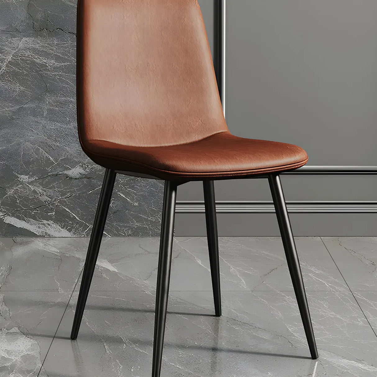 Glam Leather Upholstered Back Dining Chair with Metal Legs Image - 13