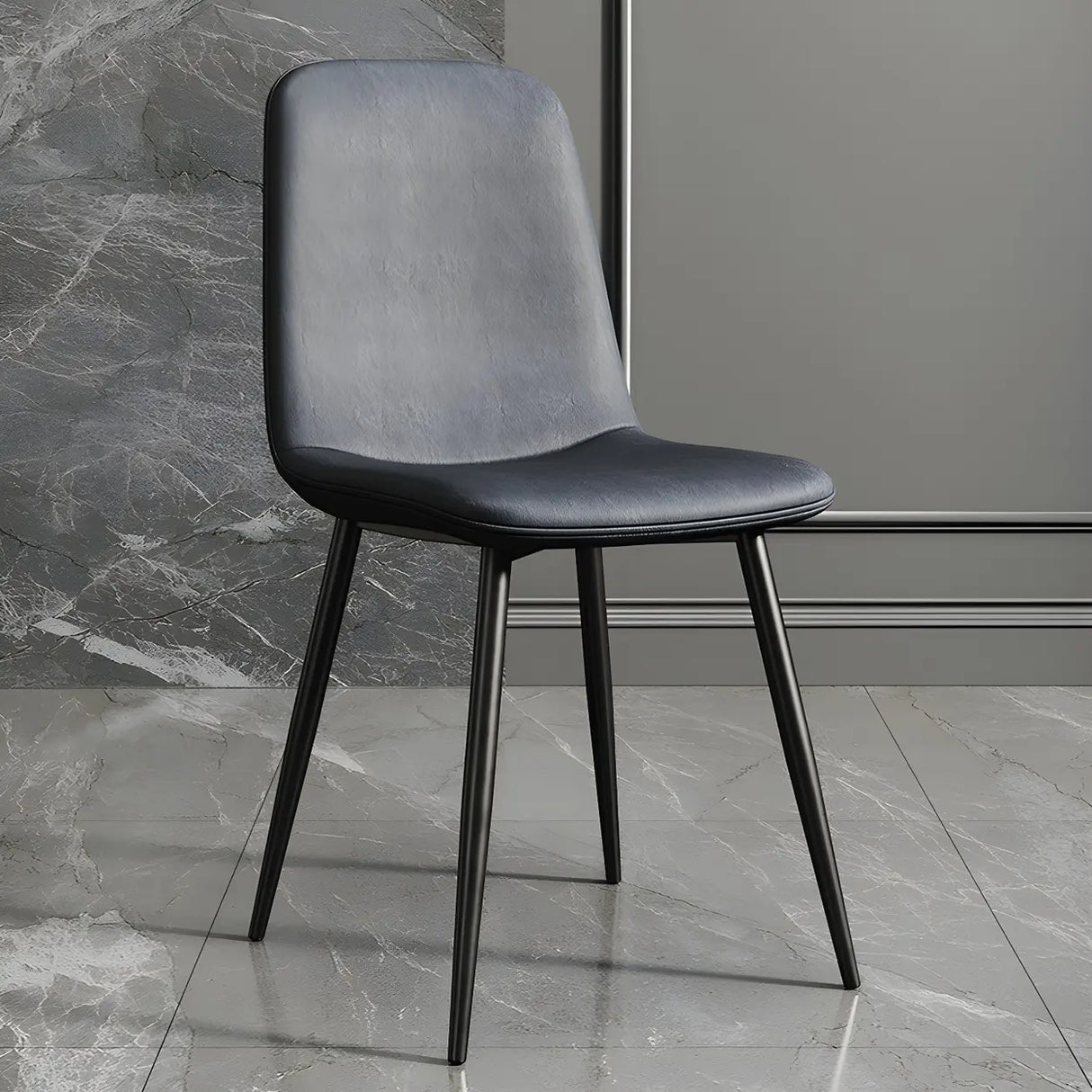 Glam Leather Upholstered Back Dining Chair with Metal Legs Image - 14