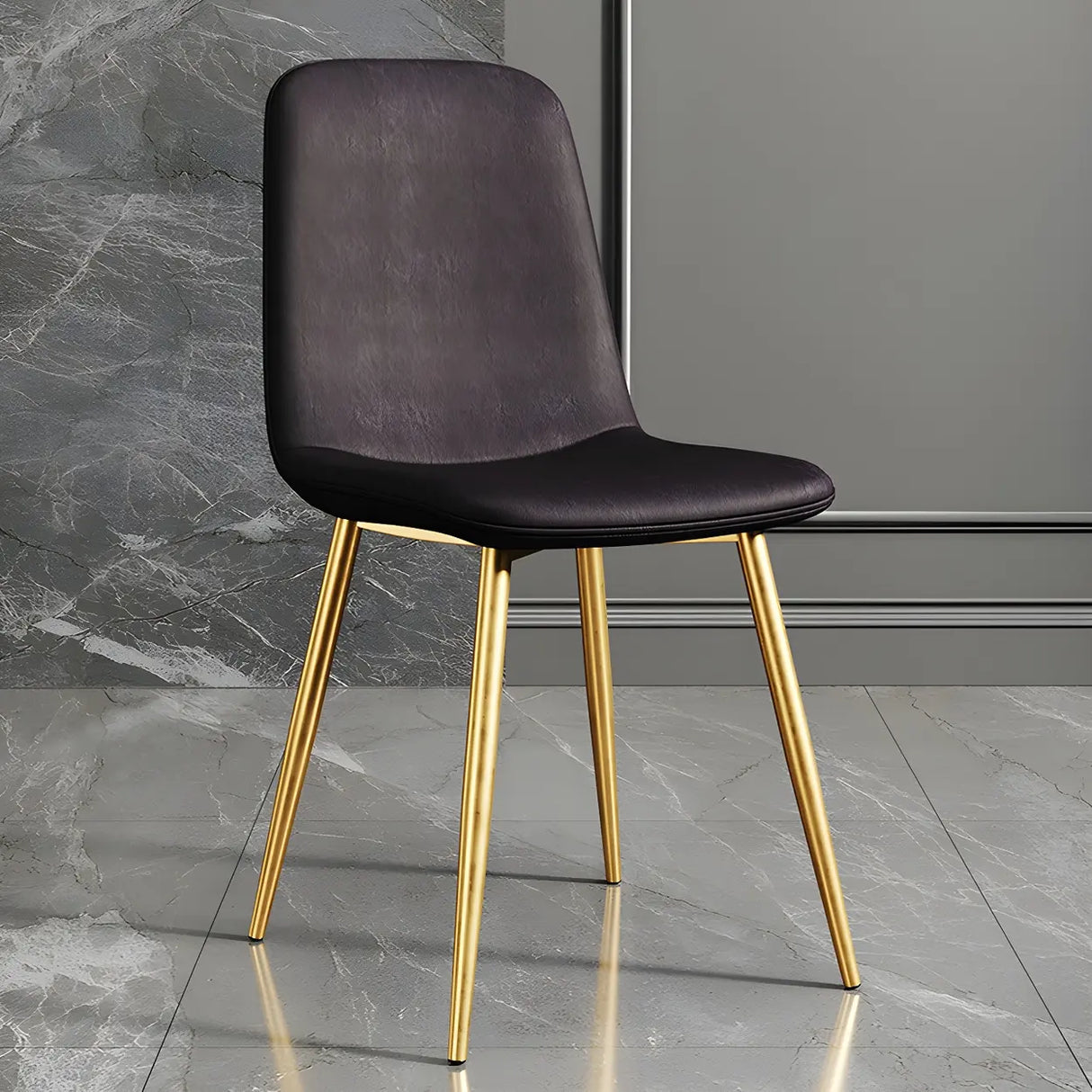 Glam Leather Upholstered Back Dining Chair with Metal Legs Image - 16