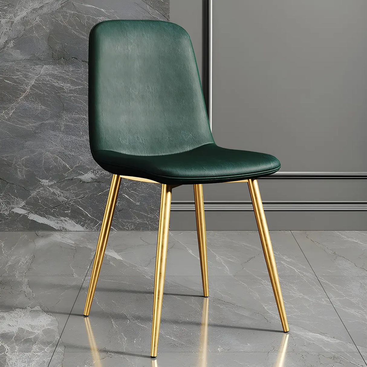 Glam Leather Upholstered Back Dining Chair with Metal Legs Image - 17
