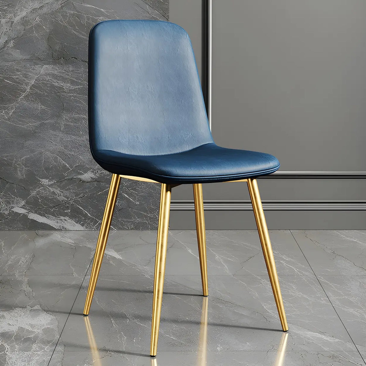 Glam Leather Upholstered Back Dining Chair with Metal Legs Image - 19