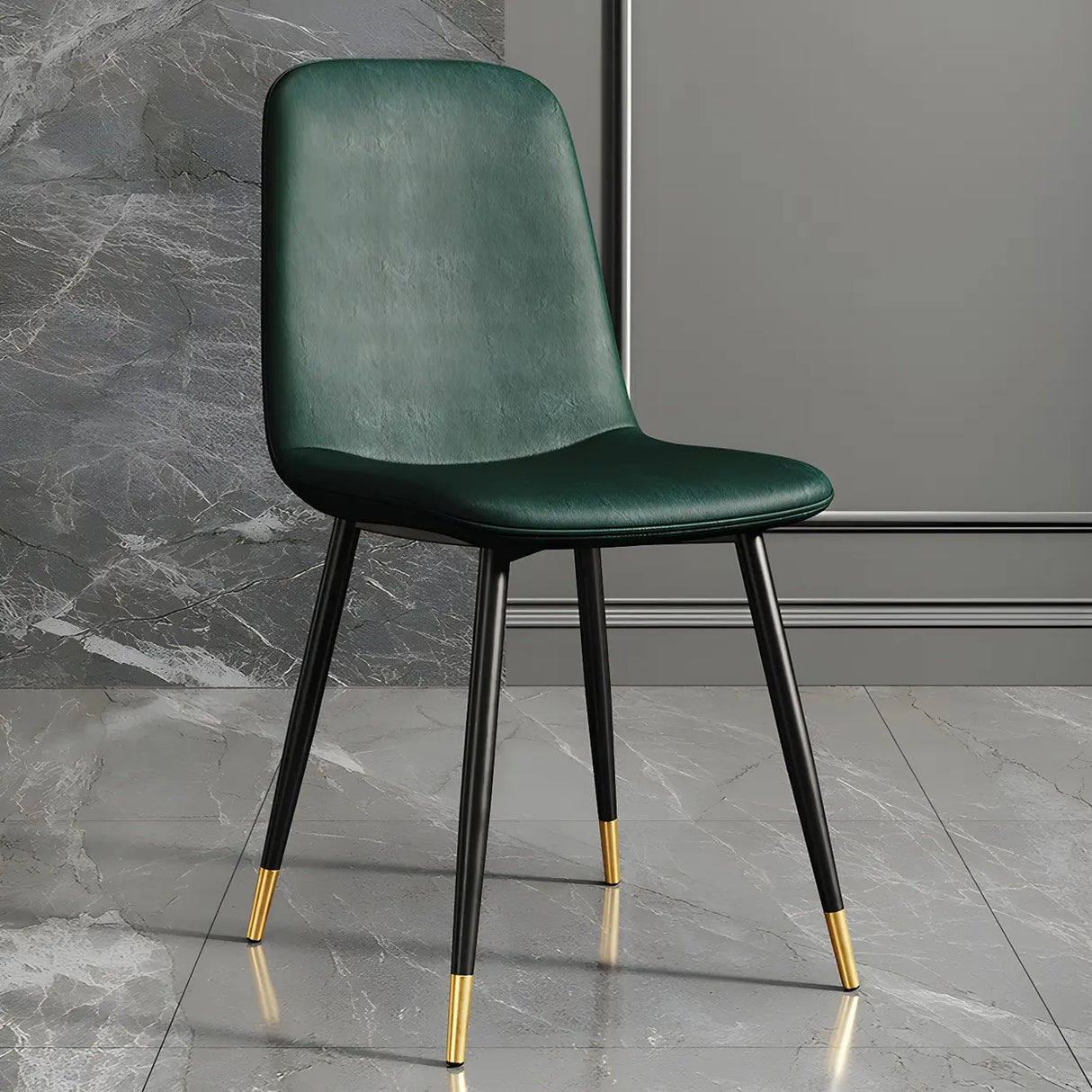 Glam Leather Upholstered Back Dining Chair with Metal Legs Image - 24