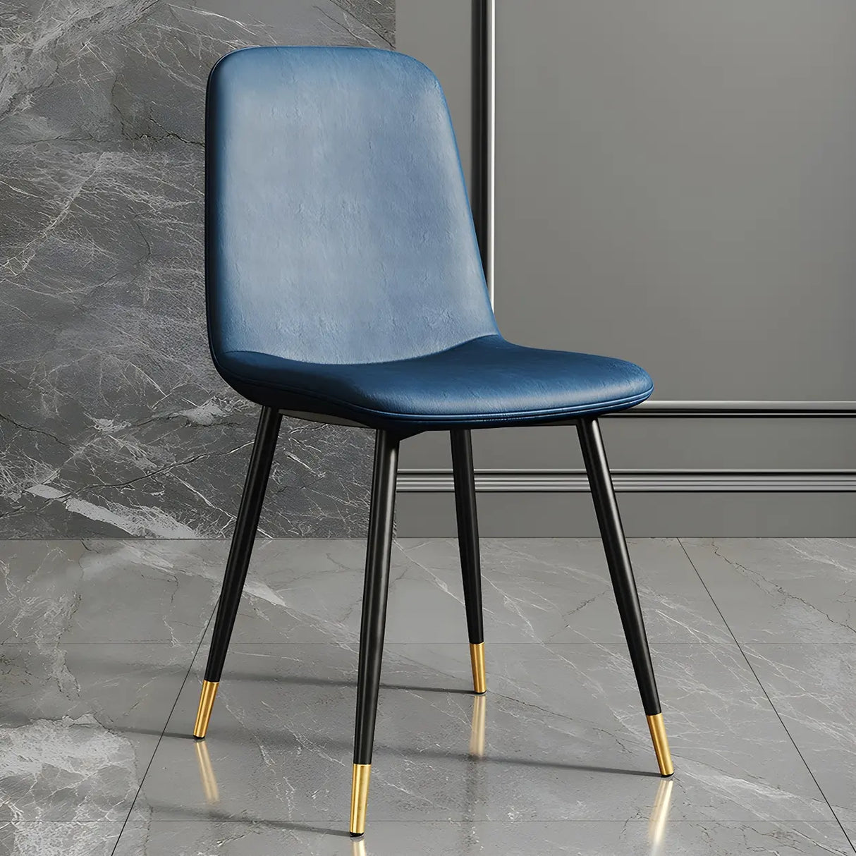 Glam Leather Upholstered Back Dining Chair with Metal Legs Image - 26