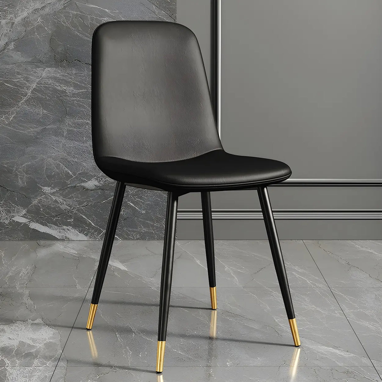 Glam Leather Upholstered Back Dining Chair with Metal Legs Image - 27
