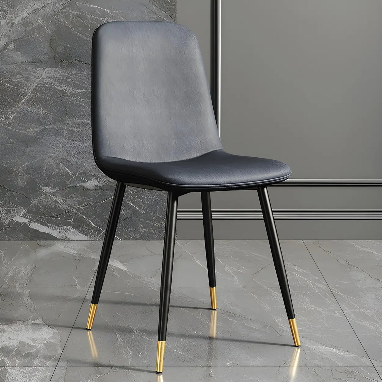 Glam Leather Upholstered Back Dining Chair with Metal Legs Image - 28
